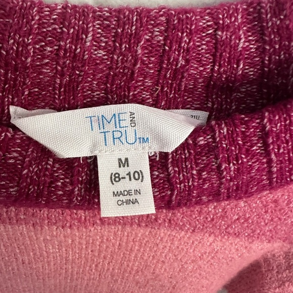 🌺 5 x 25 🌺 Time and Tru Women's Super Soft Pullover Pink Stripe Sweater SzM 8-10 - Picture 5 of 6